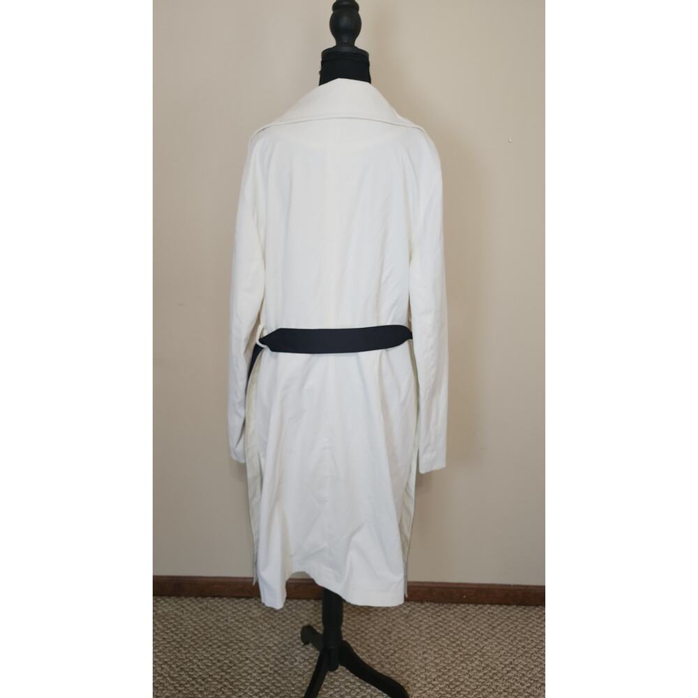 Donna Karen New York(DKNY) Womens XL White Black Lined Trench Coat Belted - Picture 3 of 7